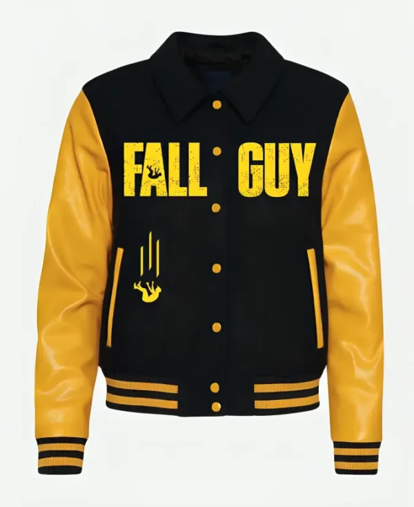 Ryan Gosling "The Fall Guy" Carpool Karaoke Black and Yellow Varsity Letterman Jacket Introducing the Fall Guy Ryan Gosling Carpool Jacket, a stylish blend of modern fashion with a touch of nostalgia. Inspired by the fun scenes from "Carpool Karaoke" and worn by Ryan Gosling, this varsity letterman jacket captures the relaxed and adventurous spirit of his character. Perfect for casual outings, music festivals, or a cool evening in the park, this black and yellow jacket connects you instantly to the movie’s vibrant vibe. Distinctive Features with Eye-Catching Appeal This Ryan Gosling Carpool Karaoke Jacket is all about quality and style. The outer shell is made from high-grade wool, offering warmth and durability, while the bright yellow PU sleeves add a striking contrast. Inside, the jacket is lined with soft material for all-day comfort. The front features a classic button closure, making it easy to wear, complemented by a shirt-style collar and rib-knit cuffs that enhance its timeless varsity appeal. The jacket also includes two midline pockets accented with yellow borders, providing both style and practicality. The black body of the jacket is highlighted by yellow stripes on the hem and cuffs, and the "Fall Guy" print on the chest and back adds a unique, eye-catching touch. Effortless Style and Versatility Styling this black and yellow varsity jacket is both fun and easy. For a laid-back look, pair it with a simple white T-shirt and your favorite jeans, allowing the jacket’s vibrant colors to stand out. If you’re aiming for a cooler, more rugged vibe, try it with black jeans and boots. This combo enhances the jacket’s bold design. For a sporty feel, team it up with joggers and sneakers. To finish the look, add accessories like a cap or sunglasses for an extra touch of flair. However you choose to style it, this jacket will make you look effortlessly cool and confident. A Must-Have Wardrobe Addition The Fall Guy Carpool Karaoke Letterman Jacket is more than just a piece of clothing—it’s a statement of your style and personality. Whether you’re a fan of Ryan Gosling or simply love the jacket’s design, it’s a fantastic addition to any wardrobe. Put it on, head out, and let the world see your unique sense of fashion!